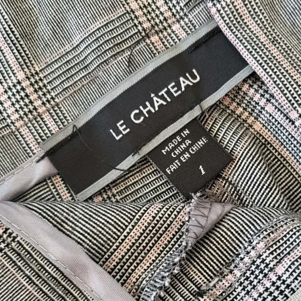 le chateau Gray Plaid Straight-Leg Trousers